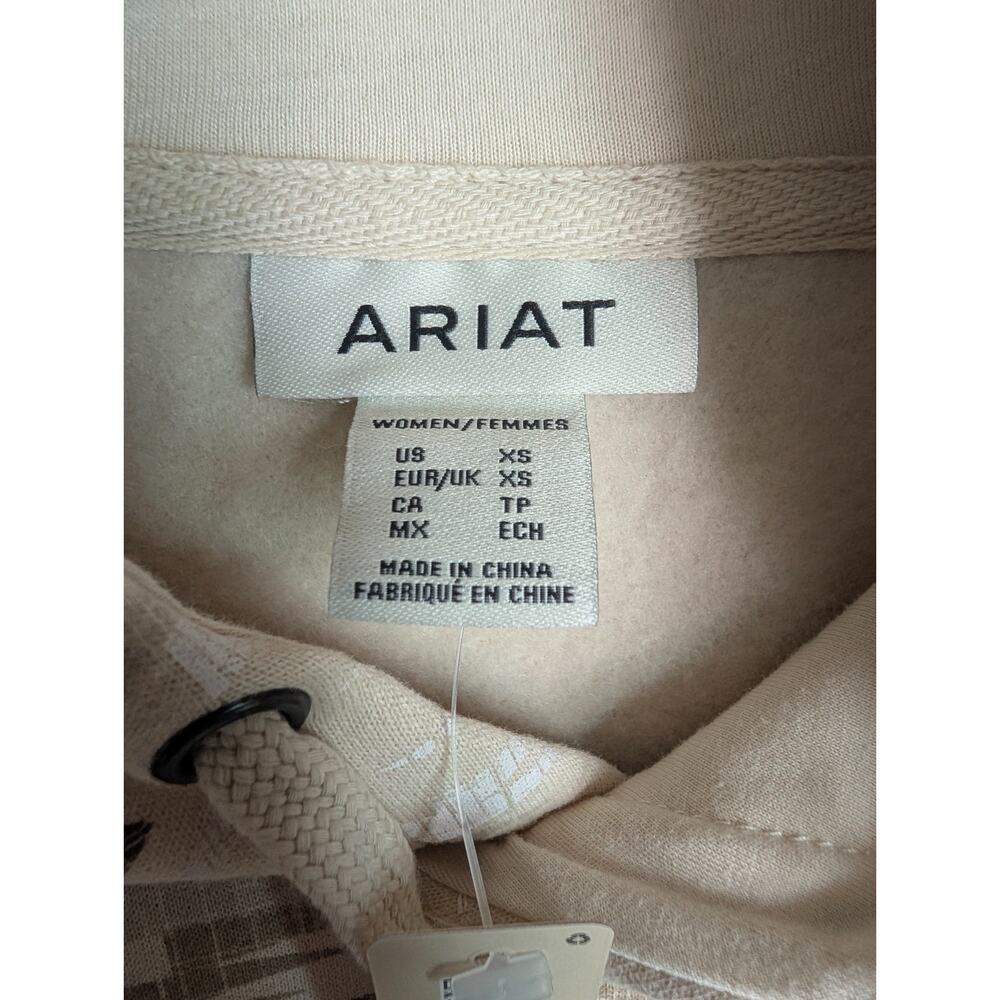 Ariat Logo 2.0 Hoodie Womens XS Light Brown Southwest Long Sleeve Pullover NWT - Picture 3 of 5